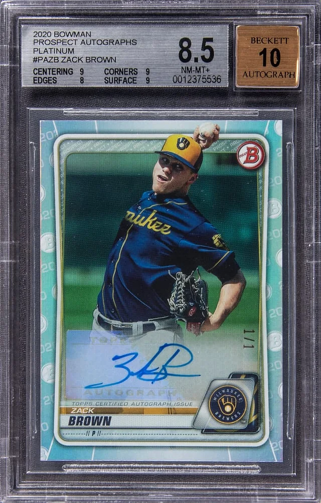 2020 Bowman Zack Brown Prospect Autograph Platinum #PA-ZB card image
