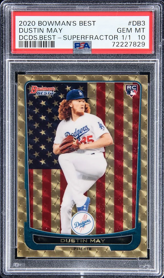 2020 Bowman's Best Dustin May Decades Best SuperFractor #DB-3 card image