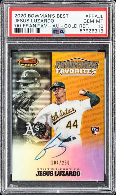 2020 Bowman's Best Jesus Luzardo 2000 Franchise Favorites Autograph-Gold Refractor #FFAJL card image