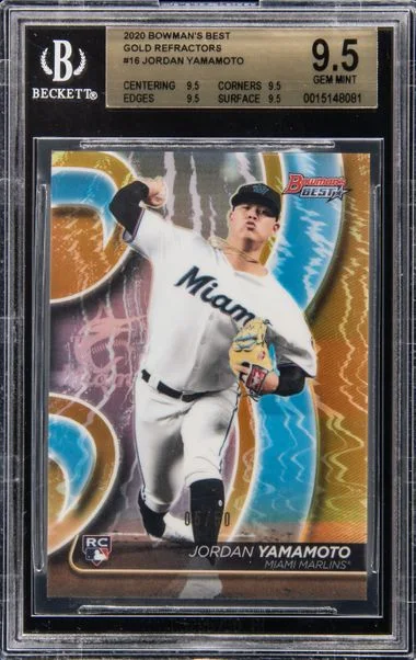 2020 Bowman's Best Jordan Yamamoto Gold Refractors #16 card image