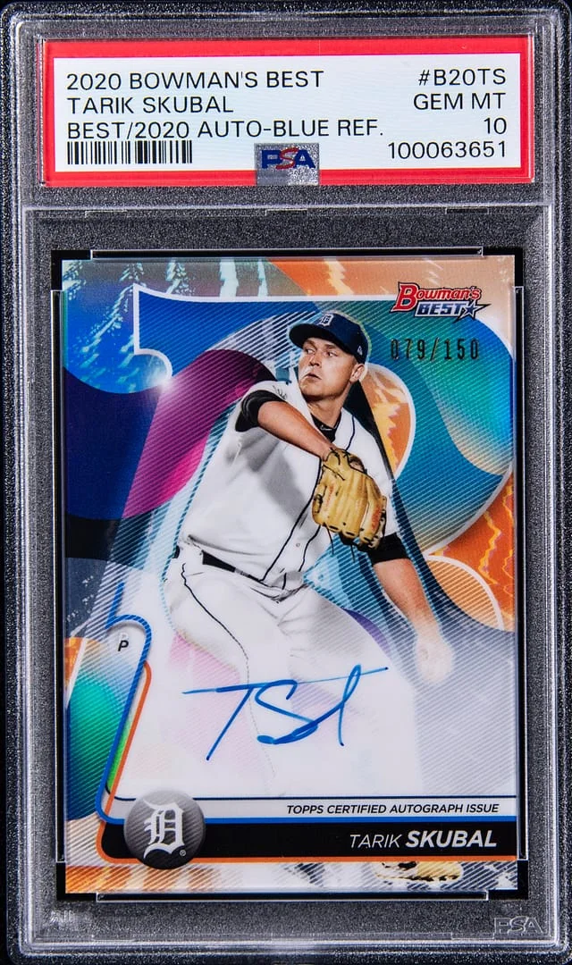 2020 Bowman's Best Tarik Skubal of 2020 Autograph Blue Refractor #B20-TS card image