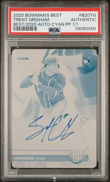 2020 Bowman's Best Trent Grisham Best Of 2020 Autographs Cyan Printing Plate 1/1 #B20TG card image