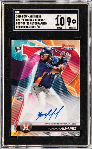 2020 Bowman's Best Yordan Alvarez of '20 Autographs Red Refractor #B20-YA card image