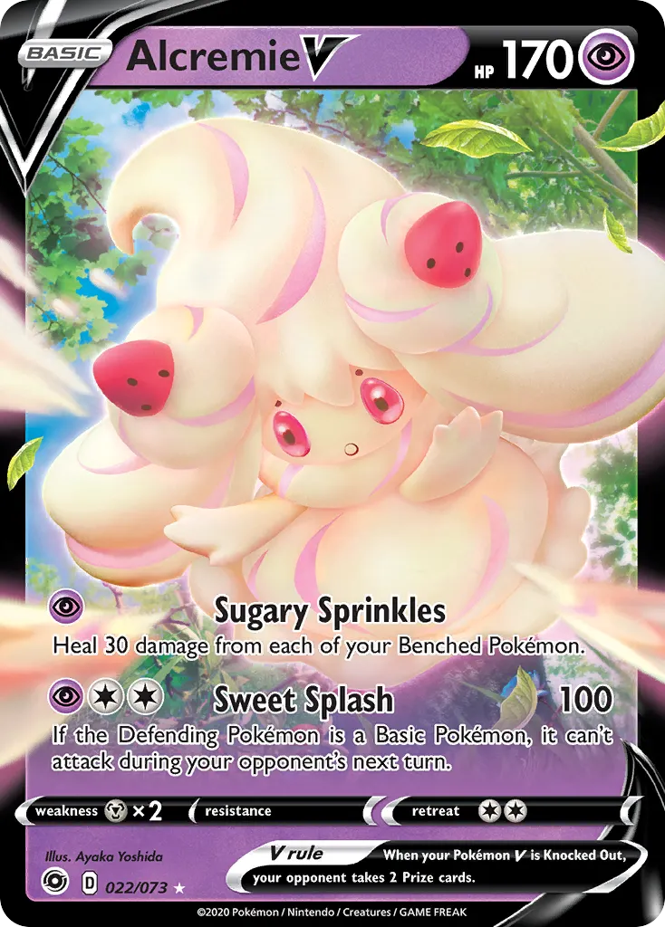 2020 Champion's Path Alcremie V #22/73 Rare Holo V card image