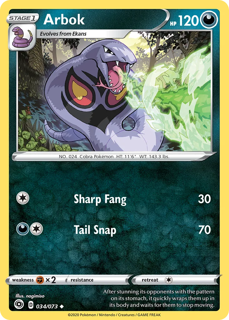 2020 Champion's Path Arbok Uncommon #34/73 Uncommon card image