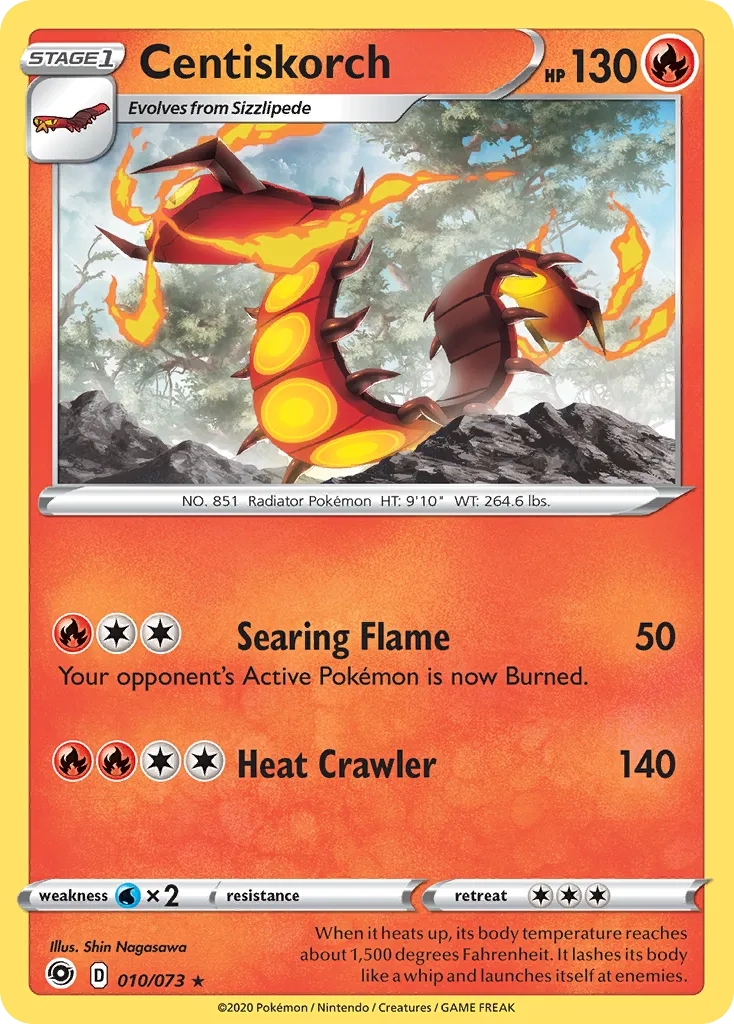 2020 Champion's Path Centiskorch Rare Holo #10/73 Rare Holo card image