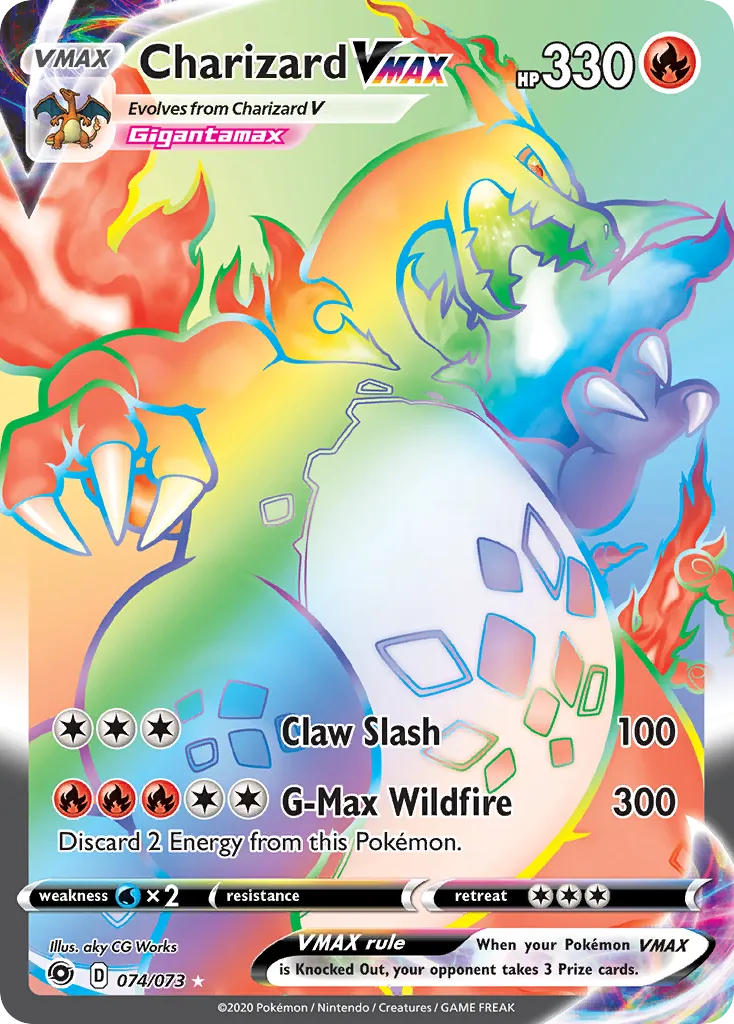 2020 Champion's Path Charizard VMAX Rare Rainbow #74/73 Rare Rainbow card image