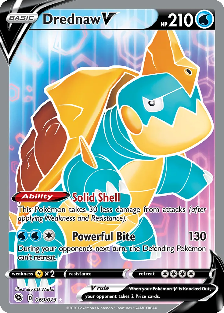 2020 Champion's Path Drednaw V #14/73 Rare Holo V card image