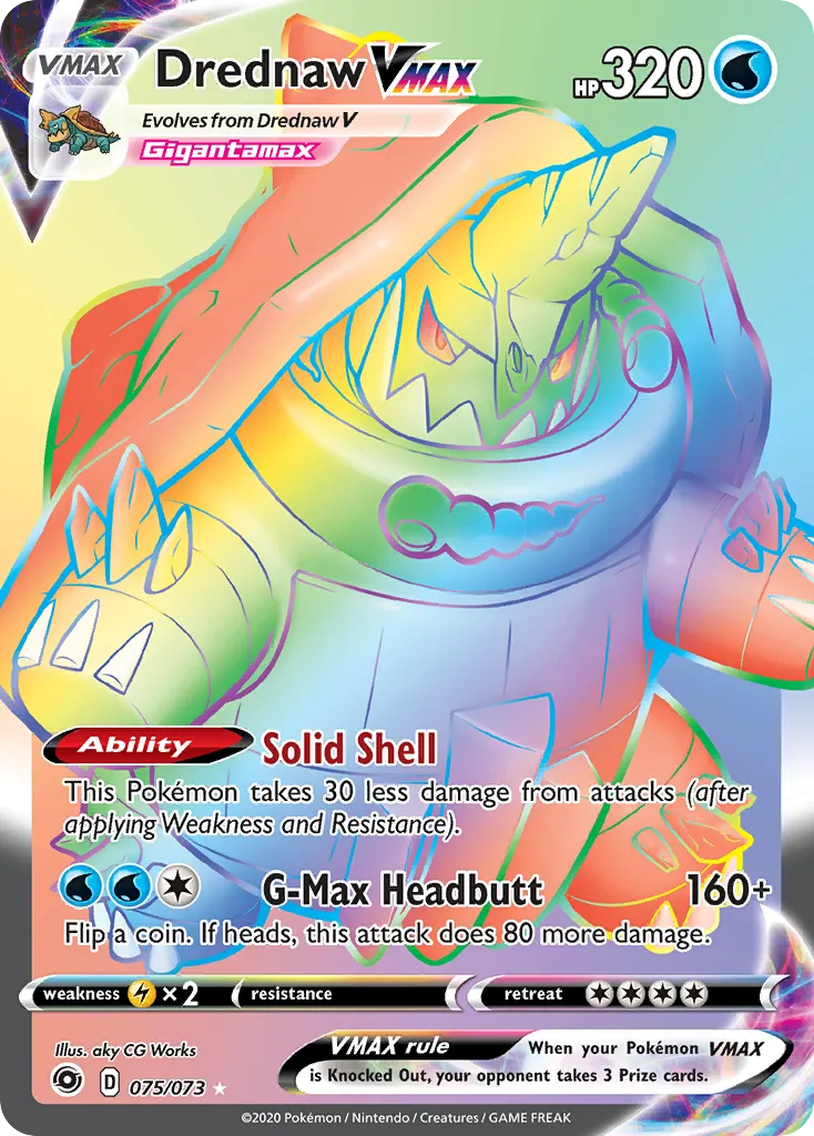 2020 Champion's Path Drednaw VMAX #75/73 Rare Rainbow card image