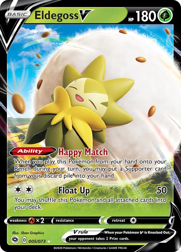 2020 Champion's Path Eldegoss V #05/73 Rare Holo V card image
