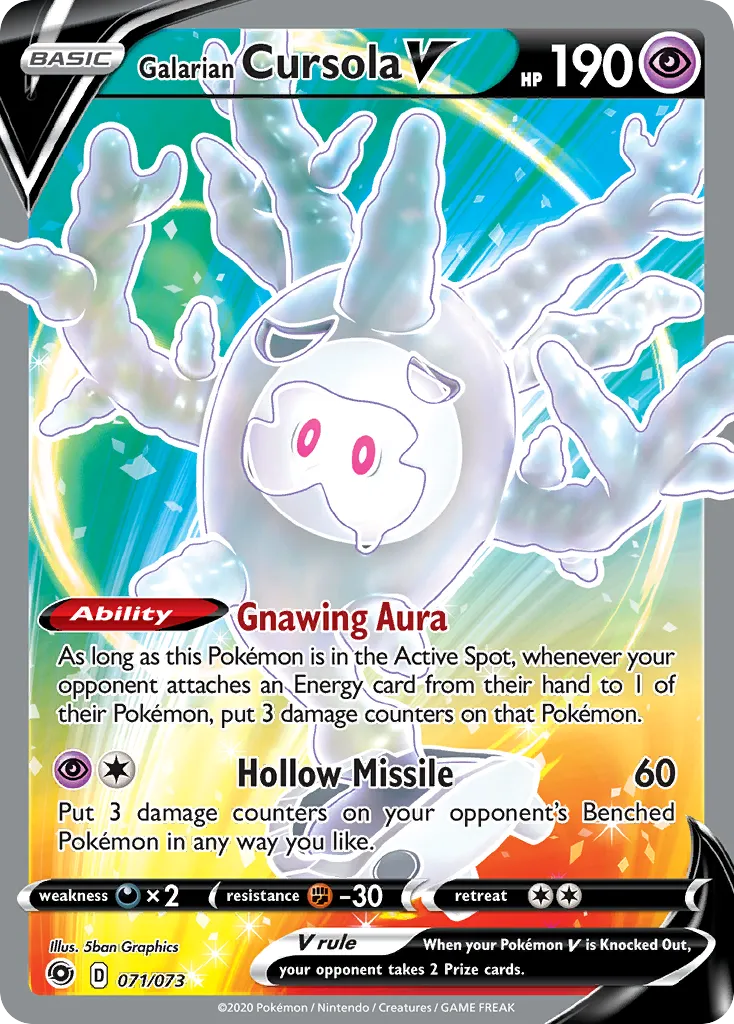2020 Champion's Path Galarian Cursola V #21/73 Rare Holo V card image