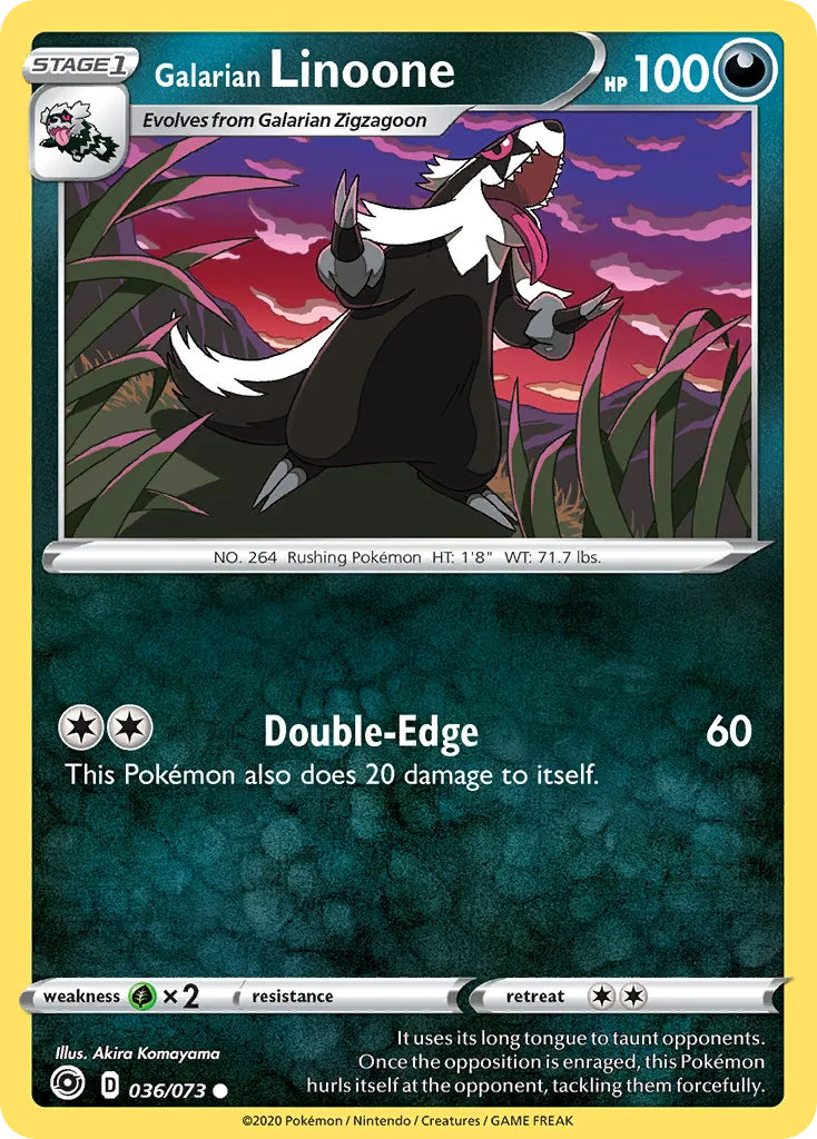 2020 Champion's Path Galarian Linoone #36/73 Common card image