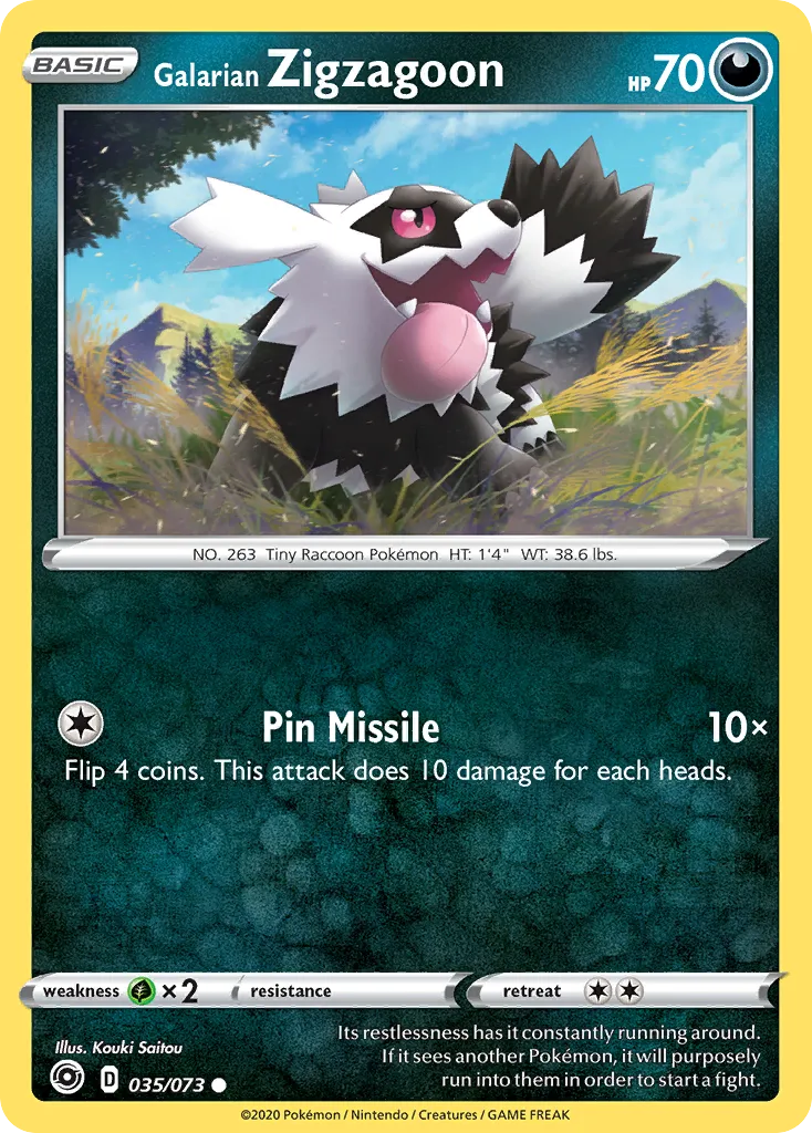 2020 Champion's Path Galarian Zigzagoon Common #35/73 Common card image