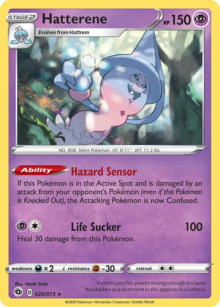 2020 Champion's Path Hatterene #20/73 Rare Holo card image