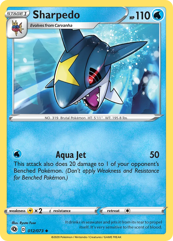 2020 Champion's Path Sharpedo Uncommon #12/73 Uncommon card image
