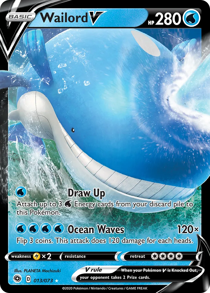 2020 Champion's Path Wailord V Rare Holo V #13/73 Rare Holo V card image