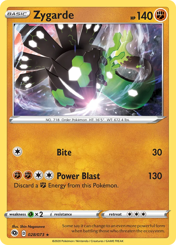2020 Champion's Path Zygarde #28/73 Rare Holo card image