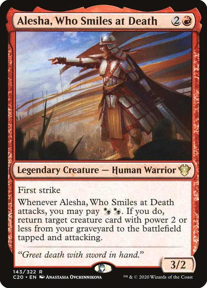 2020 Commander 2020 Alesha, Who Smiles at Death rare #143 unlisted card image
