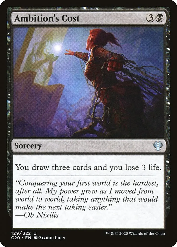 2020 Commander 2020 Ambition's Cost uncommon #129 unlisted card image