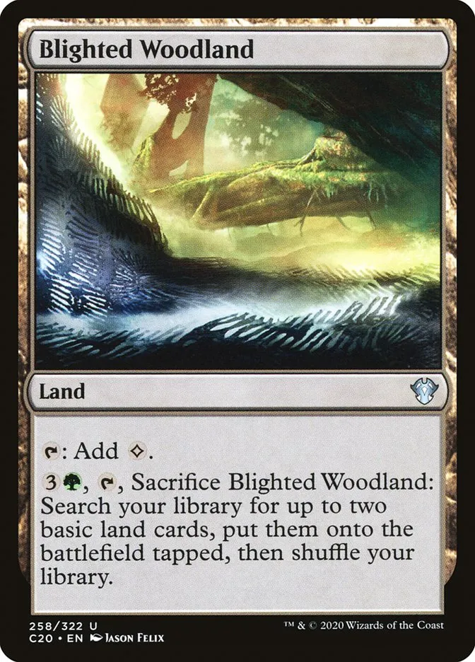 2020 Commander 2020 Blighted Woodland uncommon #258 unlisted card image
