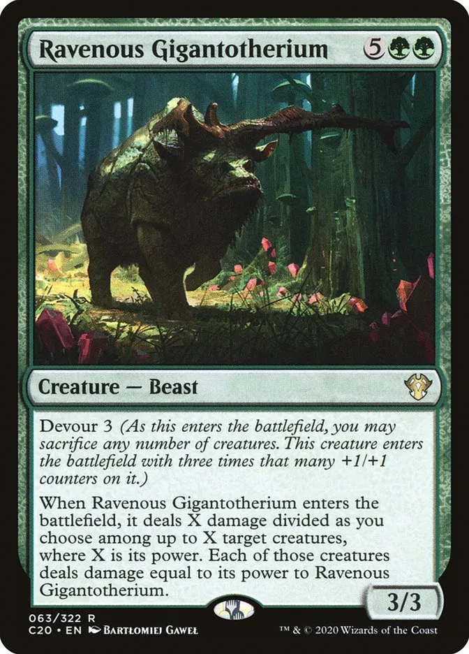 2020 Commander 2020 Ravenous Gigantotherium rare #63 unlisted card image