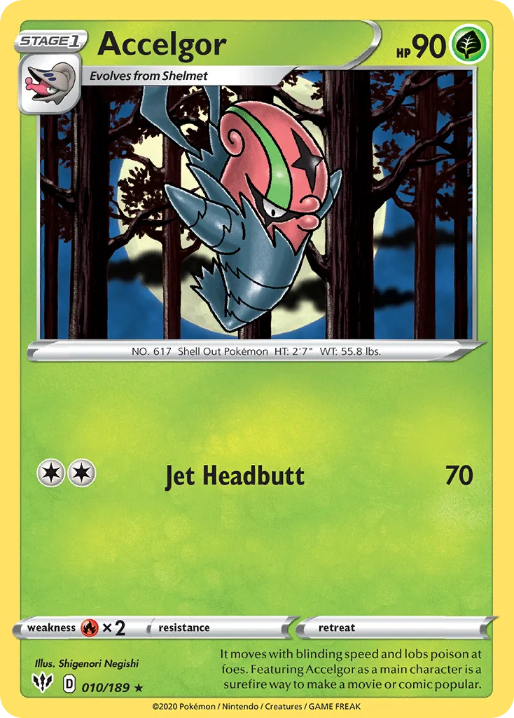 2020 Darkness Ablaze Accelgor Rare #010/189 Rare card image