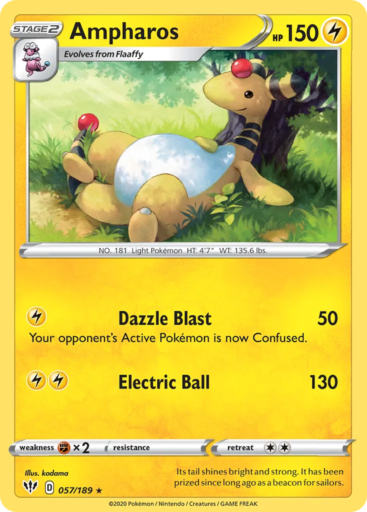 2020 Darkness Ablaze Ampharos #057/189 Rare card image