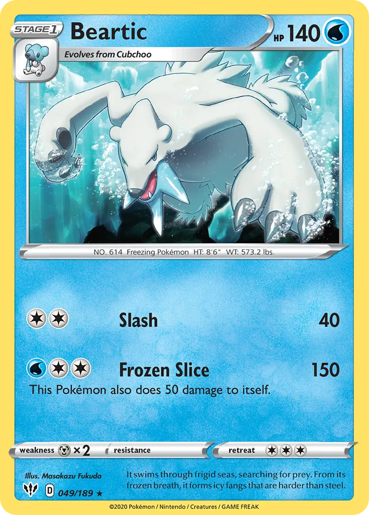2020 Darkness Ablaze Beartic #049/189 Rare card image