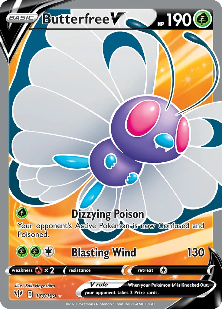2020 Darkness Ablaze Butterfree V #177/189 Rare Ultra card image