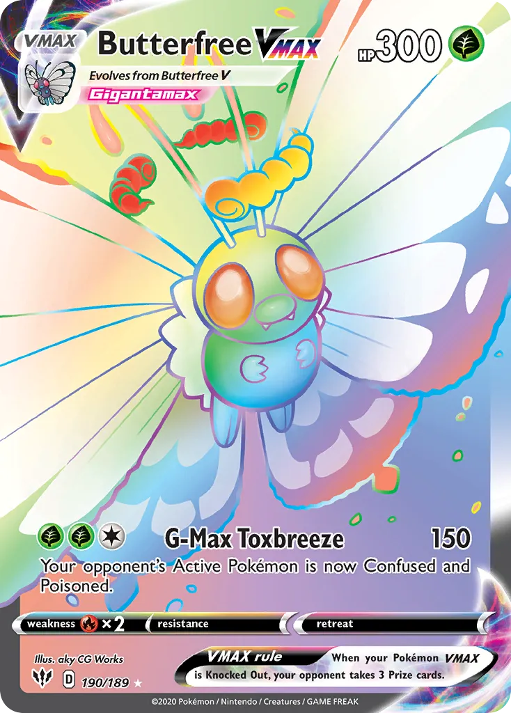 2020 Darkness Ablaze Butterfree VMAX #002/189 Rare Holo VMAX card image