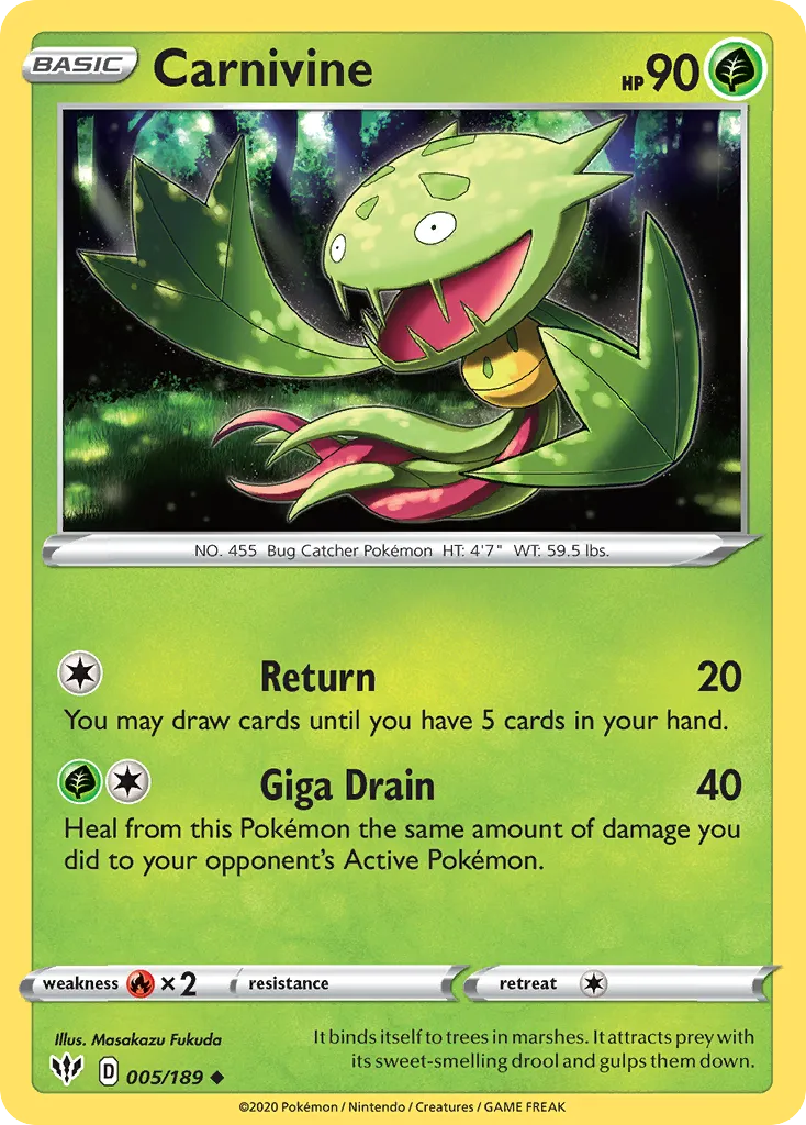 2020 Darkness Ablaze Carnivine #005/189 Uncommon card image