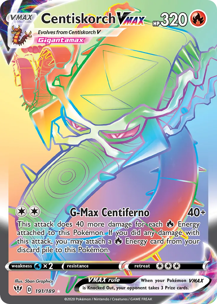 2020 Darkness Ablaze Centiskorch VMAX #034/189 Rare Holo VMAX card image