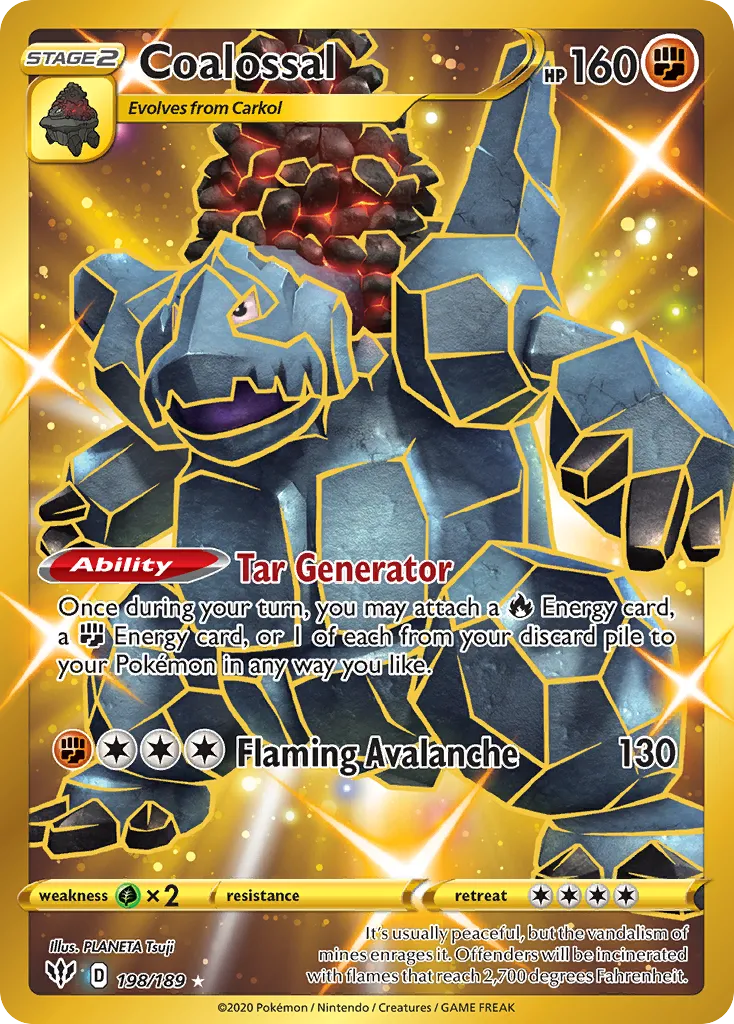 2020 Darkness Ablaze Coalossal #198/189 Rare Secret card image