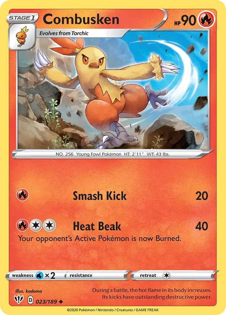 2020 Darkness Ablaze Combusken Uncommon #023/189 Uncommon card image