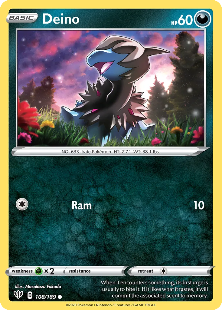 2020 Darkness Ablaze Deino #108/189 Common card image