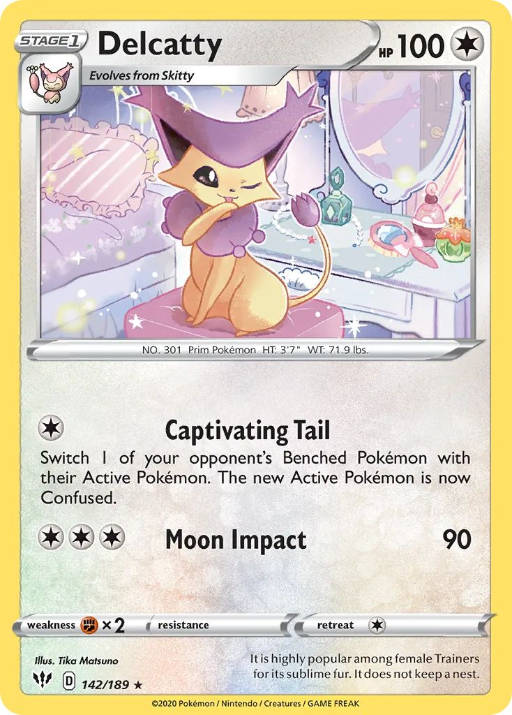 2020 Darkness Ablaze Delcatty #142/189 Rare card image