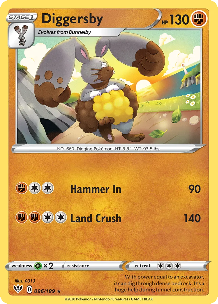 2020 Darkness Ablaze Diggersby #096/189 Rare card image