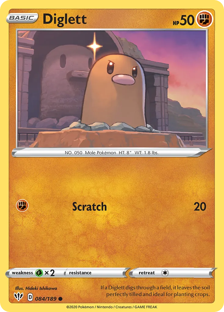 2020 Darkness Ablaze Diglett Common #084/189 Common card image