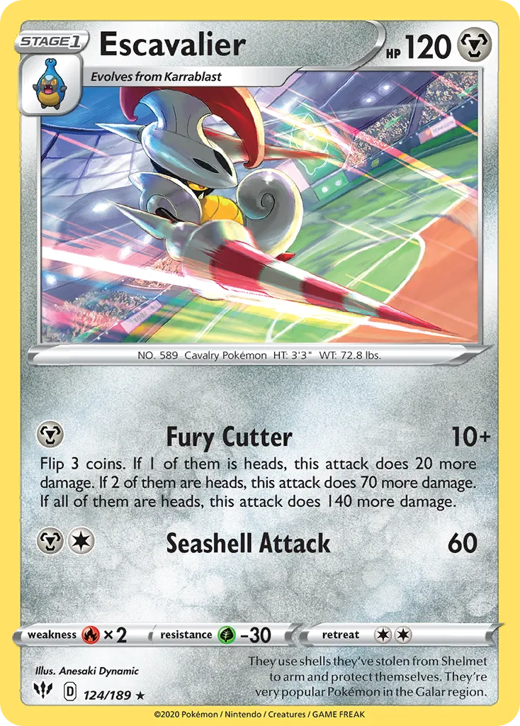 2020 Darkness Ablaze Escavalier #124/189 Rare card image