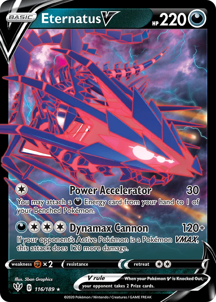 2020 Darkness Ablaze Eternatus V #116/189 Rare Holo V card image