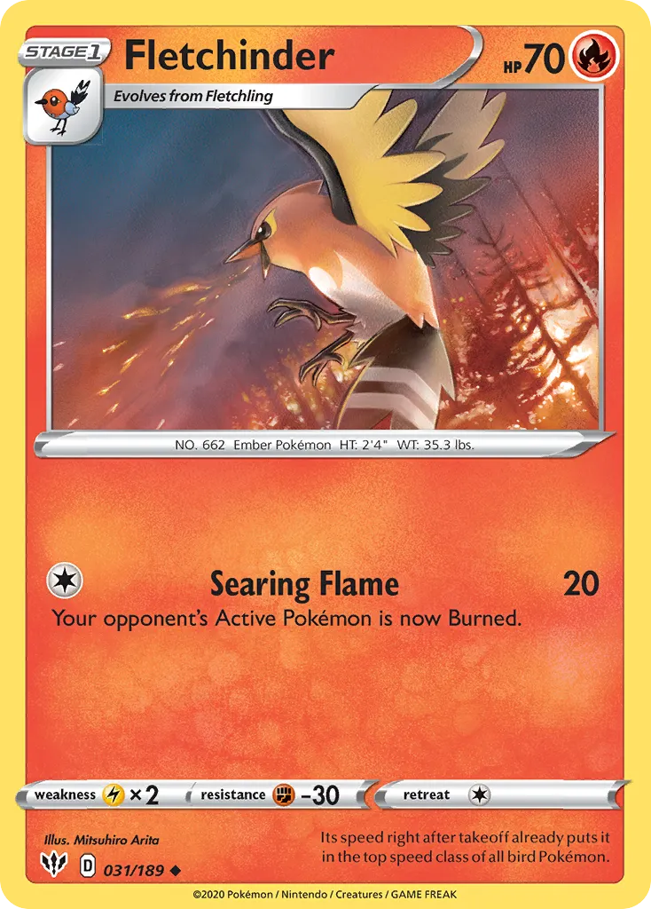 2020 Darkness Ablaze Fletchinder Uncommon #031/189 Uncommon card image