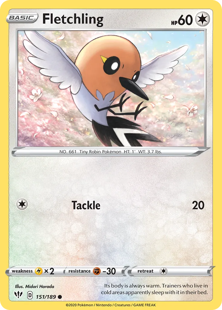 2020 Darkness Ablaze Fletchling Common #151/189 Common card image