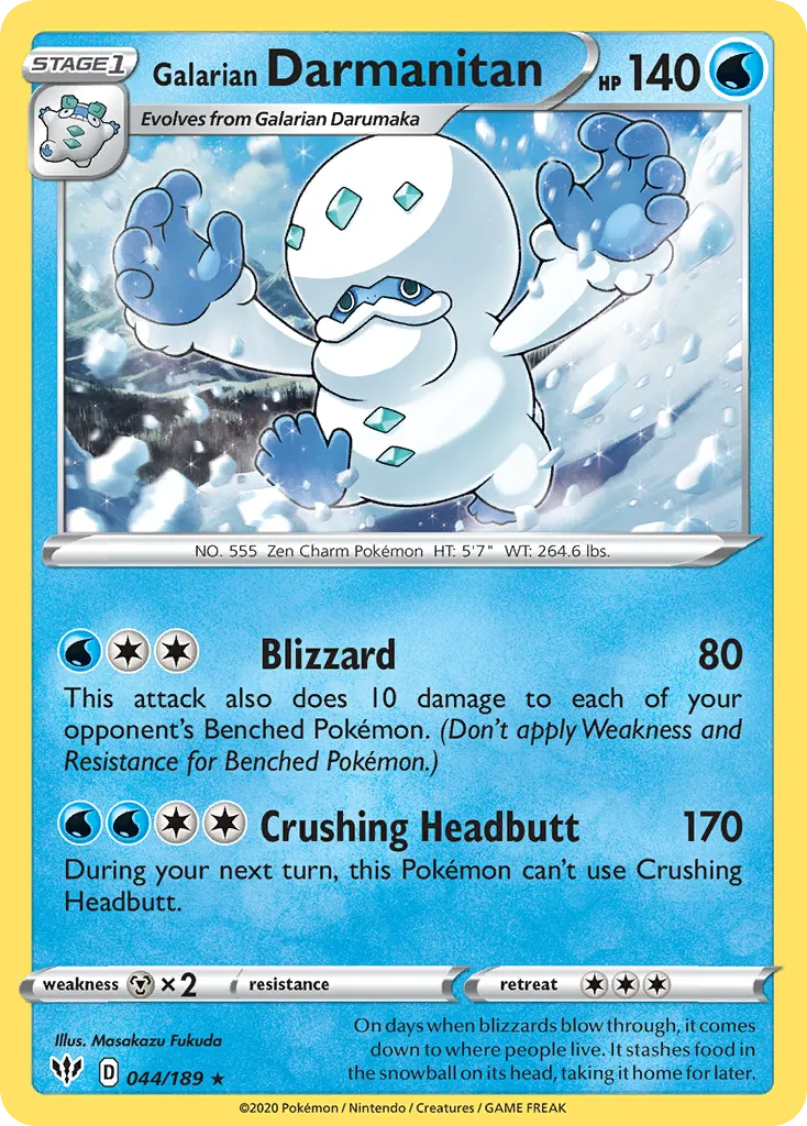 2020 Darkness Ablaze Galarian Darmanitan #044/189 Rare card image