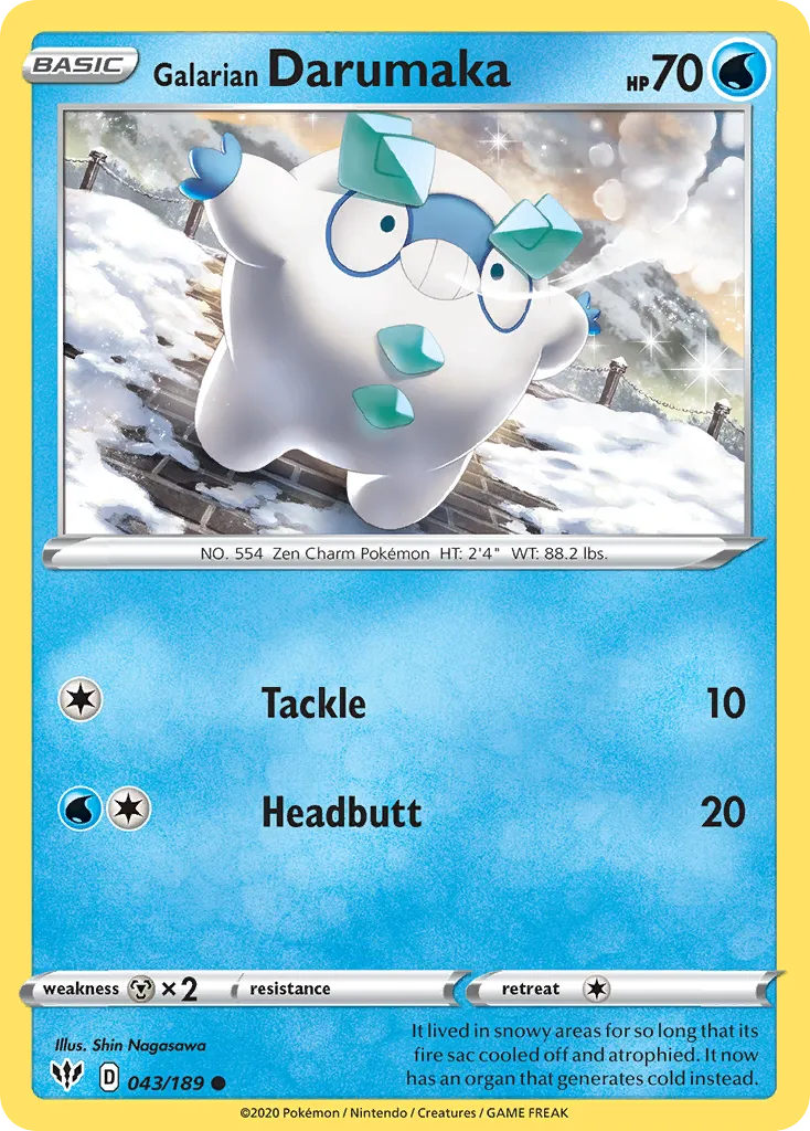 2020 Darkness Ablaze Galarian Darumaka #043/189 Common card image