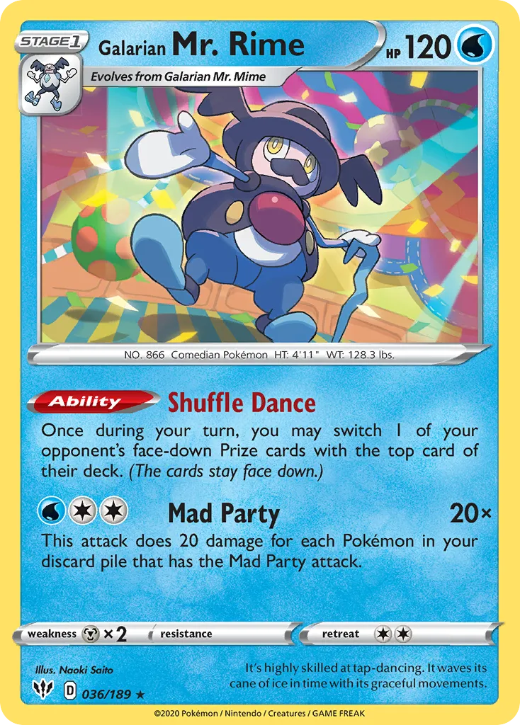 2020 Darkness Ablaze Galarian Mr. Rime #036/189 Rare card image