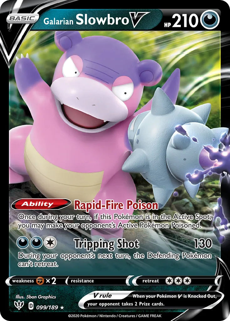 2020 Darkness Ablaze Galarian Slowbro V #099/189 Rare Holo V card image