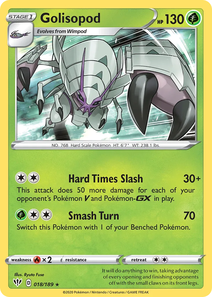 2020 Darkness Ablaze Golisopod #018/189 Rare Holo card image