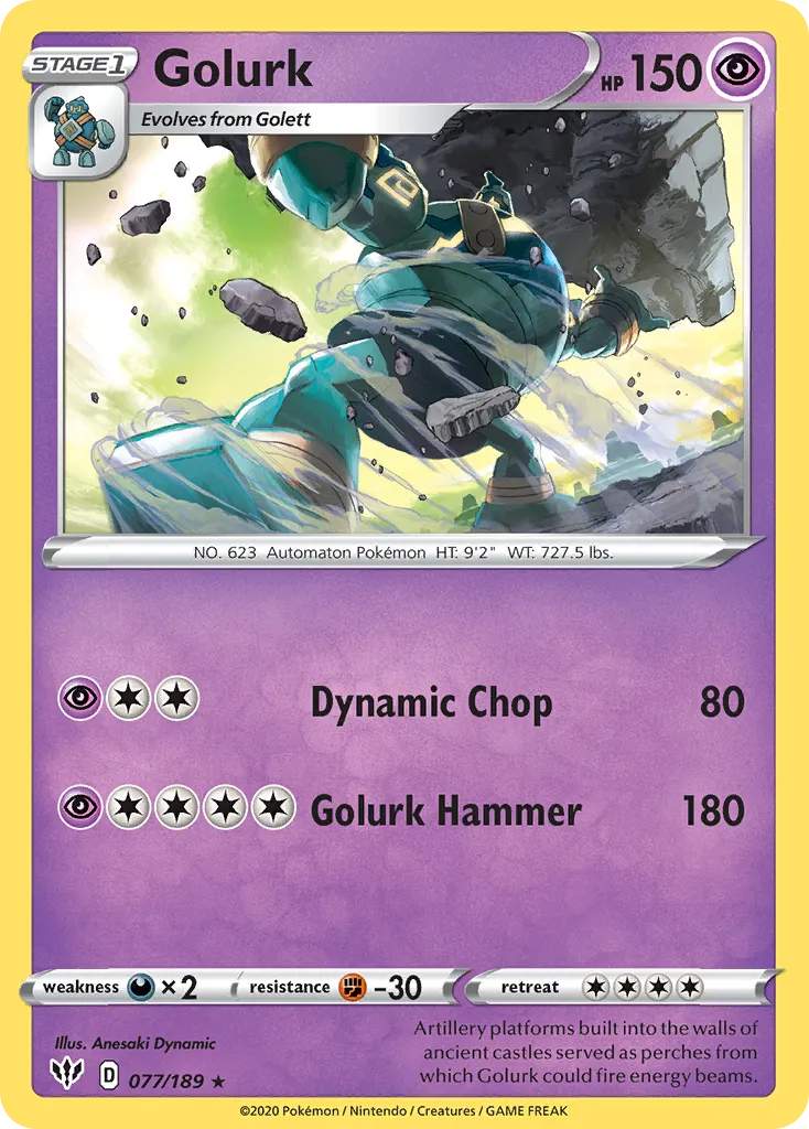 2020 Darkness Ablaze Golurk #077/189 Rare card image