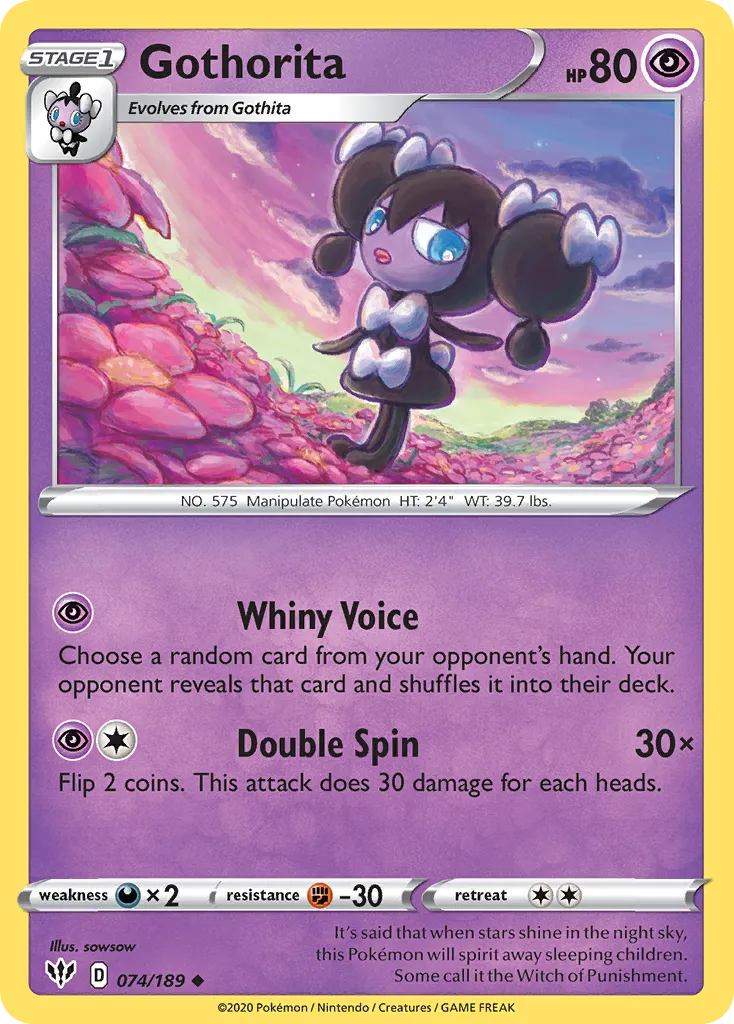 2020 Darkness Ablaze Gothorita #074/189 Uncommon card image