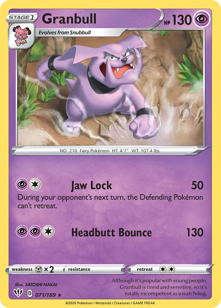 2020 Darkness Ablaze Granbull #071/189 Rare card image
